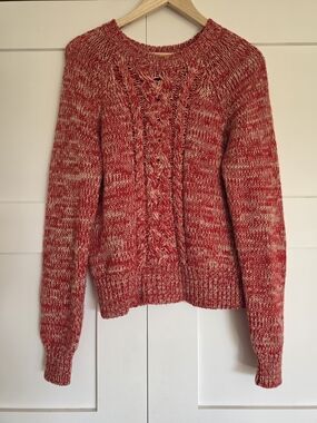 Etoile Isabel Marant 100% Wool Marled Cable Knit Crewneck Sweater